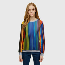 Свитшот женский Разноцветные вертикальные полосы, цвет: 3D-меланж — фото 2