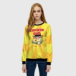 Свитшот женский Chicken Gun с пистолетами, цвет: 3D-черный — фото 2