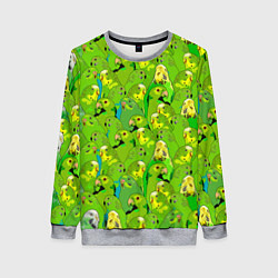 Женский свитшот Зеленые волнистые попугайчики