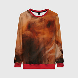 Свитшот женский Оранжевый абстрактный дым, цвет: 3D-красный