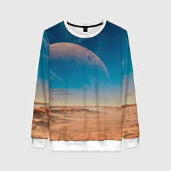 Свитшот женский Пустыня и очертания планеты, цвет: 3D-белый