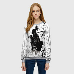 Свитшот женский Самурай - древний воин, цвет: 3D-меланж — фото 2