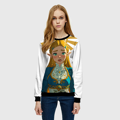 Женский свитшот The legend of Zelda - ahegao / 3D-Черный – фото 3