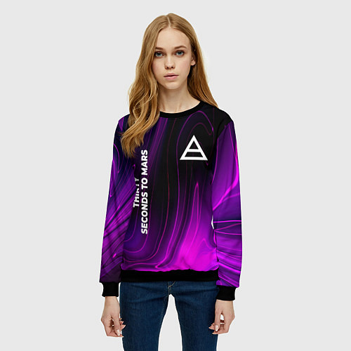 Женский свитшот Thirty Seconds to Mars violet plasma / 3D-Черный – фото 3