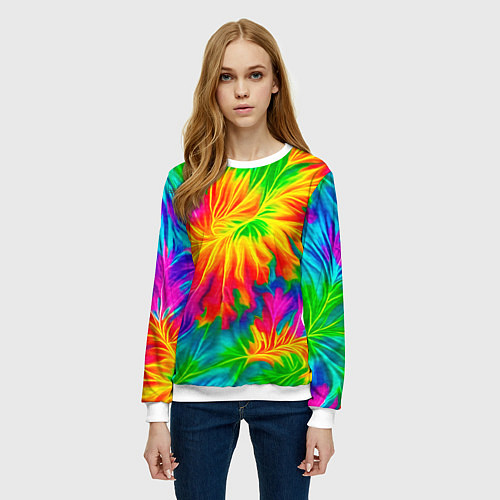 Женский свитшот Тай-дай кислотные краски / 3D-Белый – фото 3
