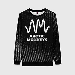 Свитшот женский Arctic Monkeys с потертостями на темном фоне, цвет: 3D-черный