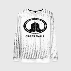Женский свитшот Great Wall с потертостями на светлом фоне