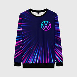 Свитшот женский Volkswagen neon speed lines, цвет: 3D-черный