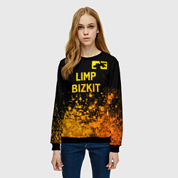 Свитшот женский Limp Bizkit - gold gradient: символ сверху, цвет: 3D-черный — фото 2