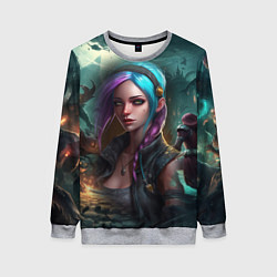 Свитшот женский Jinx art Arcane League of Legends, цвет: 3D-меланж