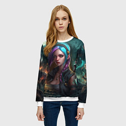 Свитшот женский Jinx art Arcane League of Legends, цвет: 3D-белый — фото 2