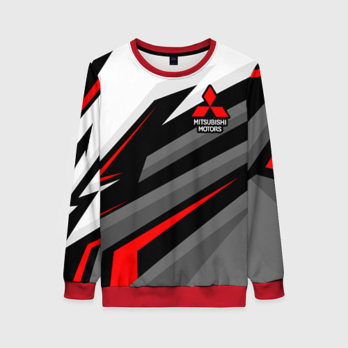 Женский свитшот Mitsubishi motors - красная линия / 3D-Красный – фото 1
