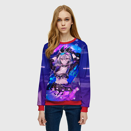 Женский свитшот Серебряный Волк стар рейл / 3D-Красный – фото 3