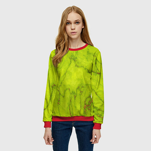 Женский свитшот Abstraction green / 3D-Красный – фото 3
