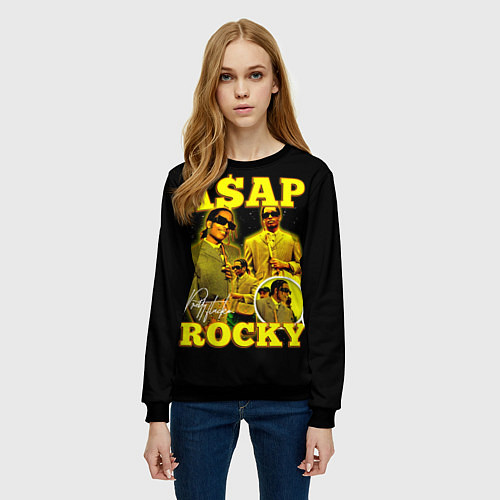 Женский свитшот Asap Rocky, rapper / 3D-Черный – фото 3