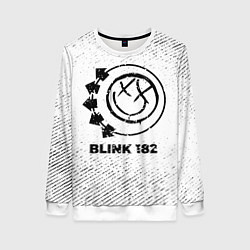 Свитшот женский Blink 182 с потертостями на светлом фоне, цвет: 3D-белый