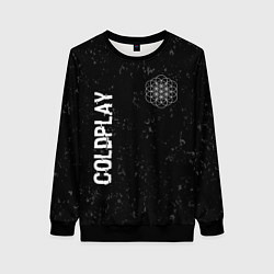 Свитшот женский Coldplay glitch на темном фоне: надпись, символ, цвет: 3D-черный