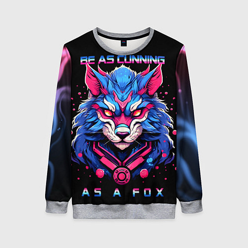 Женский свитшот Хитрый синий лис / 3D-Меланж – фото 1