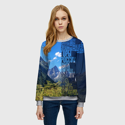 Женский свитшот Перечень гор России / 3D-Меланж – фото 3