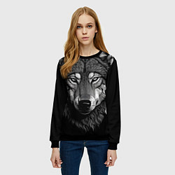 Свитшот женский Спокойный уверенный волк, цвет: 3D-черный — фото 2