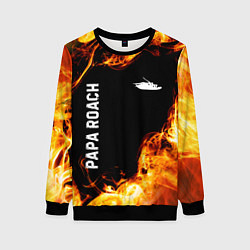 Свитшот женский Papa Roach и пылающий огонь, цвет: 3D-черный