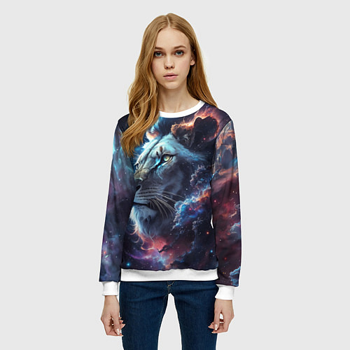 Женский свитшот Galactic lion / 3D-Белый – фото 3
