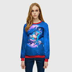 Свитшот женский Хонкай Стар Рейл: Серебряный Волк, цвет: 3D-красный — фото 2