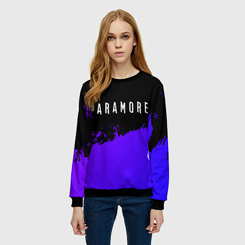 Женский свитшот Paramore purple grunge / 3D-Черный – фото 3