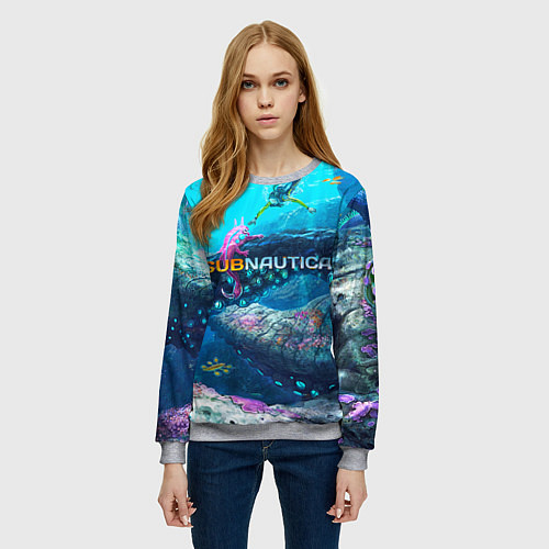 Женский свитшот Подводный мир сабнавтики / 3D-Меланж – фото 3