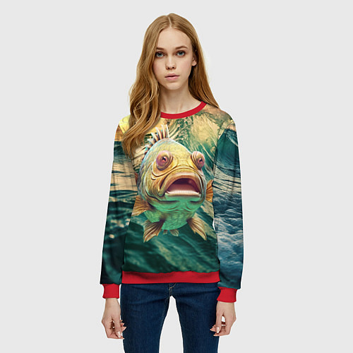Женский свитшот Большой золотой карп / 3D-Красный – фото 3