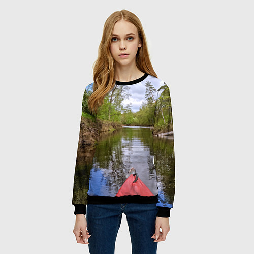 Женский свитшот Красная байдарка / 3D-Черный – фото 3