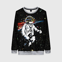 Свитшот женский Космонавт играет рок на гитаре, цвет: 3D-меланж