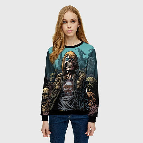 Женский свитшот Iron Maiden Fallen Angel / 3D-Черный – фото 3