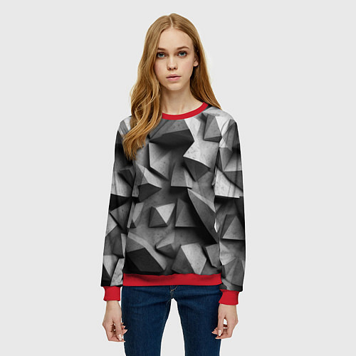 Женский свитшот Белокаменный паттерн / 3D-Красный – фото 3