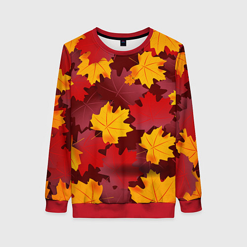 Женский свитшот Кленовые листья паттерном / 3D-Красный – фото 1