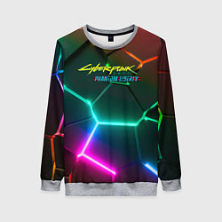 Свитшот женский Cyberpunk 2077 phantom liberty logo neon, цвет: 3D-меланж