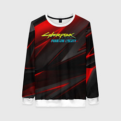 Свитшот женский Cyberpunk 2077 phantom liberty red black logo, цвет: 3D-белый