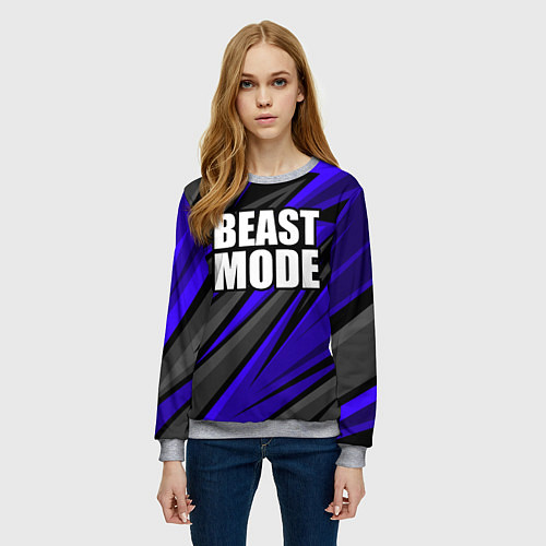 Женский свитшот Beast mode - синяя униформа / 3D-Меланж – фото 3
