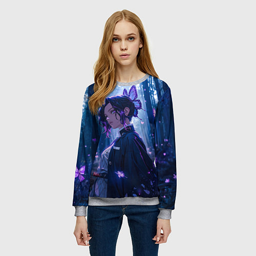 Женский свитшот Шинобу Кочо из Клинка / 3D-Меланж – фото 3