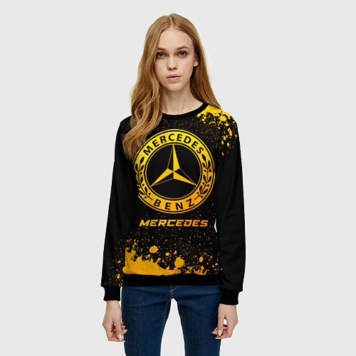 Женский свитшот Mercedes - gold gradient / 3D-Черный – фото 3