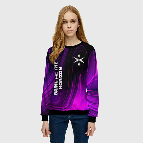 Женский свитшот Bring Me the Horizon violet plasma / 3D-Черный – фото 3