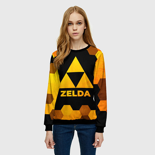 Женский свитшот Zelda - gold gradient / 3D-Черный – фото 3