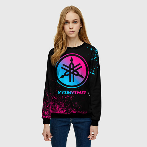 Женский свитшот Yamaha - neon gradient / 3D-Черный – фото 3