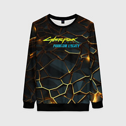 Свитшот женский Cyberpunk 2077 phantom liberty gold abstract, цвет: 3D-черный