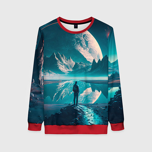 Женский свитшот Человек на неизвестной планете / 3D-Красный – фото 1