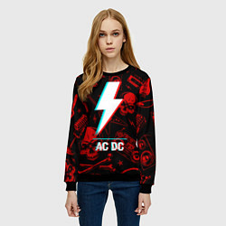 Свитшот женский AC DC rock glitch, цвет: 3D-черный — фото 2