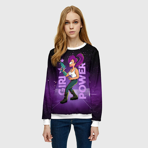 Женский свитшот Futurama: Лила с бластером / 3D-Белый – фото 3