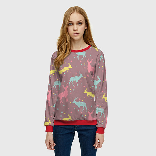 Женский свитшот Газели / 3D-Красный – фото 3