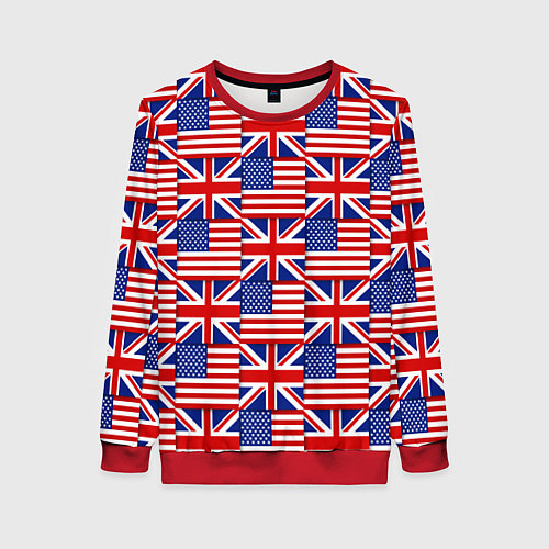 Женский свитшот Флаги США и Англии / 3D-Красный – фото 1