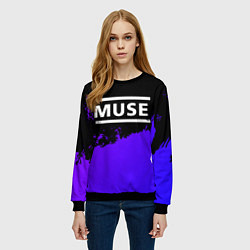 Свитшот женский Muse purple grunge, цвет: 3D-черный — фото 2